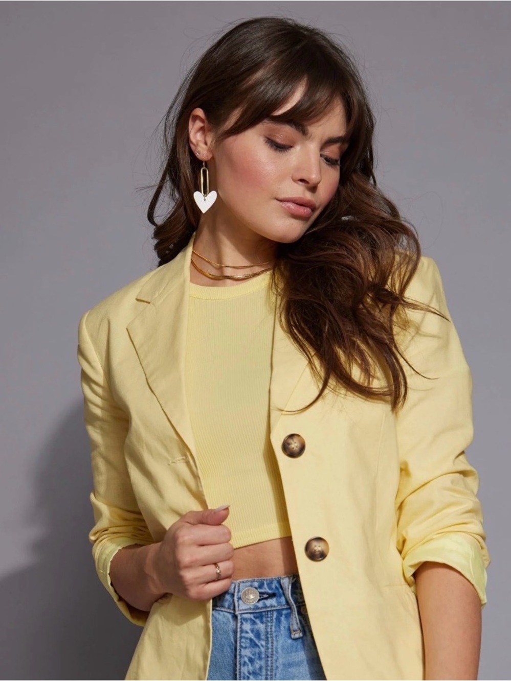 NICKEL AND SUEDE Milas Heart Drop Earrings in Eeru/Silver Color
